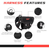 KQP Tactical Dog Harness for Medium Sized Dogs Black Nylon