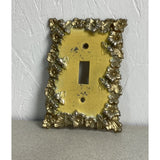 Charm n Style Vintage Single Switch Toggle Cover Plate Brass Metal Yellow Face