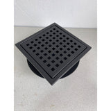 Merranox 6 Inch Shower Drain with Removable Grate, Black Metal Top, ABS Base
