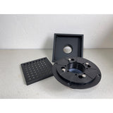 Merranox 6 Inch Shower Drain with Removable Grate, Black Metal Top, ABS Base