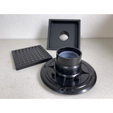 Merranox 6 Inch Shower Drain with Removable Grate, Black Metal Top, ABS Base