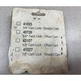 Cam Lock 41025  5/8 Straight Cam New In Distressed And Stained Packaging
