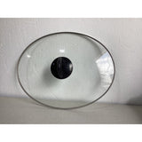 Slow Cooker Glass Lid Oval with Metal Trim Plastic Handle 13.25 X 10.5"