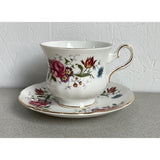 Royal Grafton Bone China England Teacup Saucer Set Cabbage Rose Floral