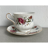 Royal Grafton Bone China England Teacup Saucer Set Cabbage Rose Floral