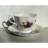 Royal Albert Bone China Teacup and Saucer Purple Green Floral