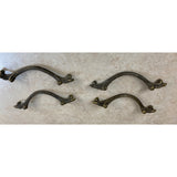 4 Vintage French Provincial Furniture Pulls Hardware Scroll Leaf Dark Brass Look