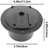 RV Outlet Cover Black with Lid 4.4" diameter (no screws) Plastic