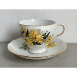Royal Vale Bone China England Teacup Saucer Set Yellow Floral