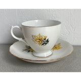 Royal Vale Bone China England Teacup Saucer Set Yellow Floral