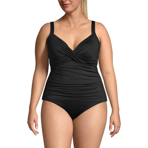 Lands End NEW 8 Adjustable Swimsuit Tankini Top Underwire Black Wrap Front NWT