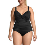 Lands End NEW 8 Adjustable Swimsuit Tankini Top Underwire Black Wrap Front NWT