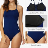 BALEAF Women's One Piece Bathing Suit Adjustable Straps Blue 34