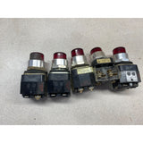 Allen Bradley Red Top Illuminated Used Push Button Panel Box Switches Lot Of 5