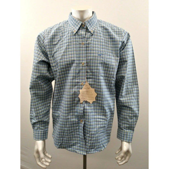 Five Stars By Roper Blue Plaid Men's XL Western Cotton Button Down Shirt NEW