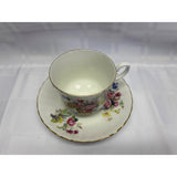 Royal Stafford Teacup Saucer Set Fine Bone China Basket Floral Pattern