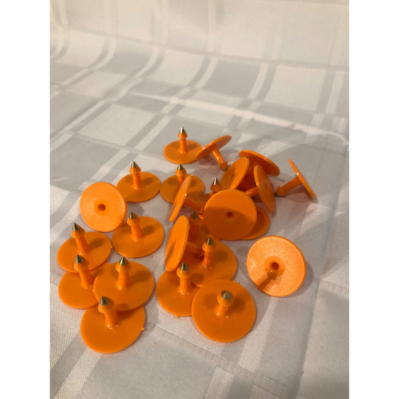 Livestock Eartag Backing Button Male Self Piercing Small Orange Plastic 25 Pack