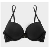 Smart & Sexy Style SA276X Women's 36A Push Up Bra black w/ Lace Wings NWT