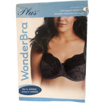 Wonderbra Women's Plus Full Support Underwire Bra Charcoal with Black Lace 40D Style W1916.