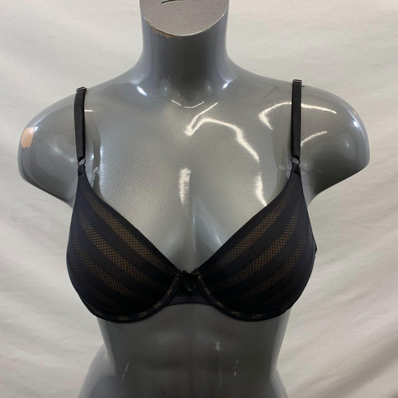 Maidenform 06562 Women's Black Striped T-Shirt Bra Size 34B Nylon