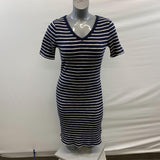 Gap Pencil Dress Fitted Medium Blue White Stripe NWT Cotton Blend