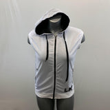 Zacard woen's White Sleeveless Workout Sweatshirt with Full Zipper and Hood Size Large Cotton Blend