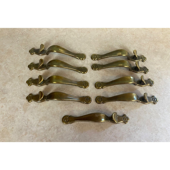 Amerock VTG Thumb Antique Brass Cabinet Door Handles USED Lot Of 9