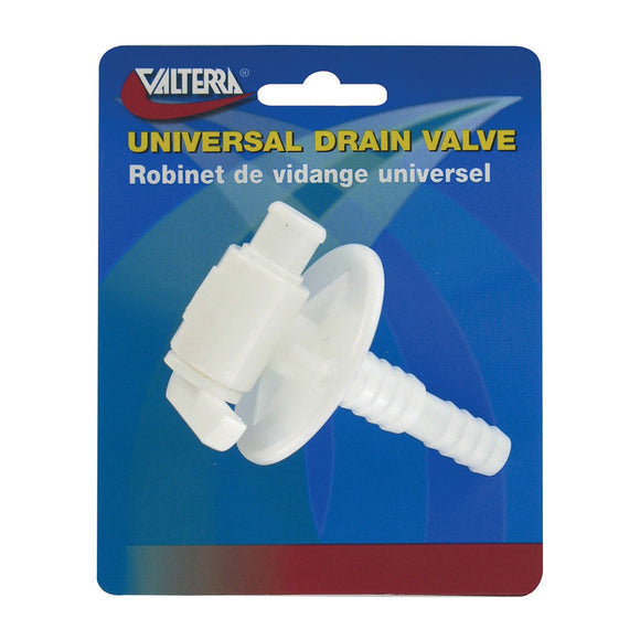 Valterra Universal Drain Valve - Barbed, White (Carded)NEW