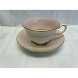 Taylor & Kent Teacup Saucer Set Vintage Bone China England Pink Cabbage Rose