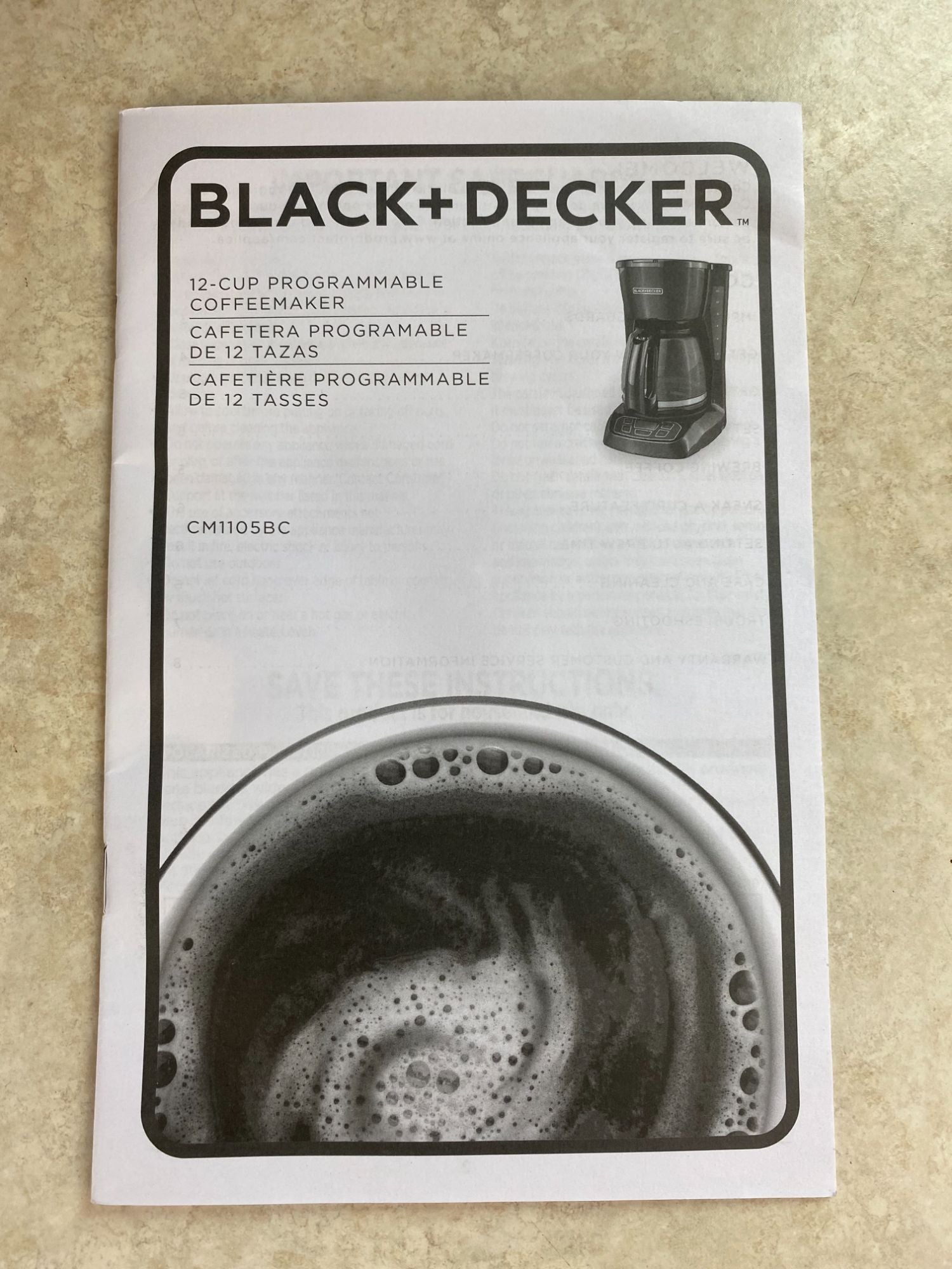 Black And Decker Model CM1105BC 12 cup Coffee Maker Instructions