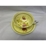 Paragon Double Warrant Fine Bone China Teacup Saucer Set 1940's Pale Yellow