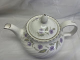 Royal Adderley Charmaine Teapot purple green floral 7" diameter Silver Gilding