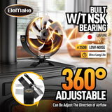 Elemake 60° Adjustable Wood Stove Fan Heat Powered 6-Blade Non Electric