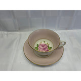 Taylor & Kent Teacup Saucer Set Vintage Bone China England Pink Cabbage Rose