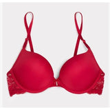 Smart & Sexy Style SA276X Women's 40B Push Up Bra No No Red w/ Lace Wings  NWT