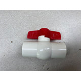 PVC Ball Valve Water Pipe Threaded Ends 3/4" Inner Hole Diameter Red White