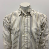 London Fog Dress Shirt Men's Size 15 1/2 White Blue Green Striped Button Up NEW