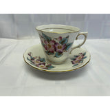 Colclough Teacup Saucer Set Vintage Bone China England Blue Purple Floral