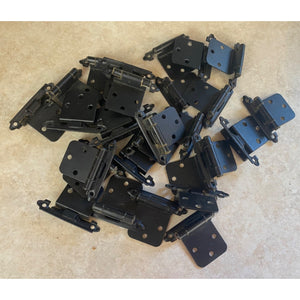 Black Cabinet Door Hinges Self Closing Flush Mount Lot Of 28  NOS