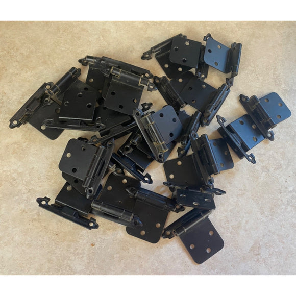Black Cabinet Door Hinges Self Closing Flush Mount Lot Of 28  NOS
