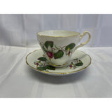 English Teacup Saucer Set Vintage Bone China England Fuchsia Floral Pattern