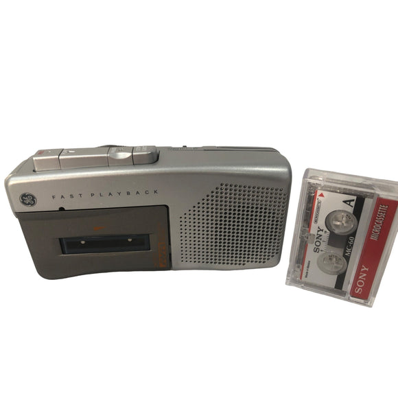 GE 3-5377 Microcassette Recorder Fast Playback Battery Operated with Cassette