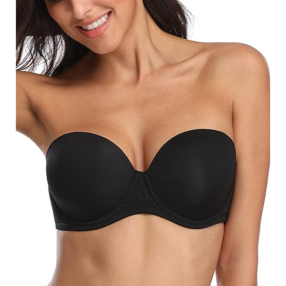 HACI Women's Full Coverage Strapless Plus Size Underwire Multiway Bra 34H BLK