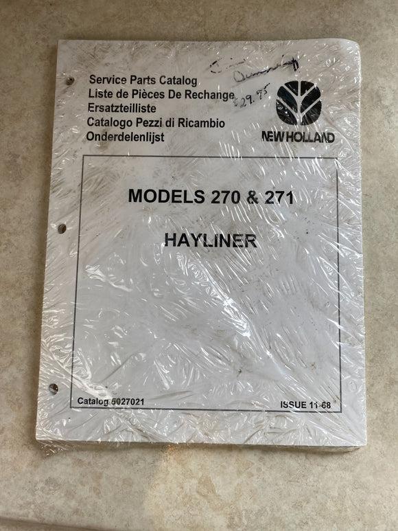 New Holland Loose Leaf Service Parts Catalog For Models 270 & 271 Hayliner