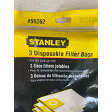 Stanley #55252 4-5 Gallon Disposable Filter Bag for Dry Vacuums, 3-Pack NEW