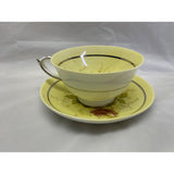 Paragon Double Warrant Fine Bone China Teacup Saucer Set 1940's Pale Yellow