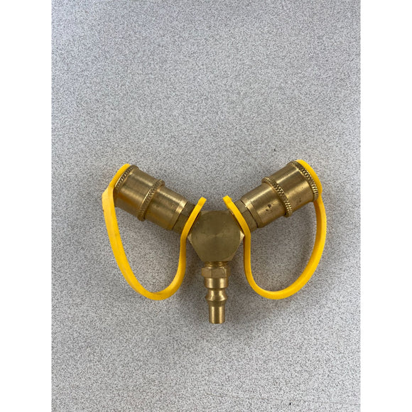 2 Way Air Hose Manifold Quick Coupler Connector Brass Fitting Adapter Splitter