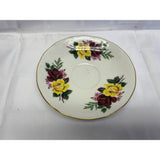 Queen Anne Teacup Saucer Set Vintage Bone China England Deep Red Yellow floral