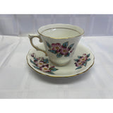 Colclough Teacup Saucer Set Vintage Bone China England Blue Purple Floral