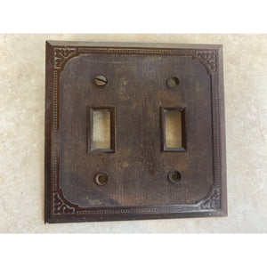 S S Bakelite Vintage Brown Double Light Toggle Switch Cover Plate